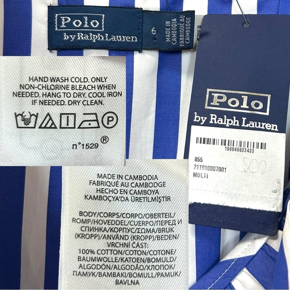 Polo Ralph Lauren, NWT Women’s ‘Avlne’ Stripe Midi Wrap Dress Blue/White, Size 6 - Picture 8 of 8